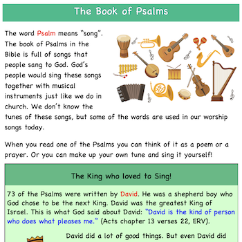 Thumbnail image for Feelings in the book of Psalms free downloadable Bible study worksheets