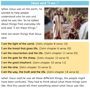 Thumbnail image for Jesus said "I Am" free downloadable Bible study worksheets