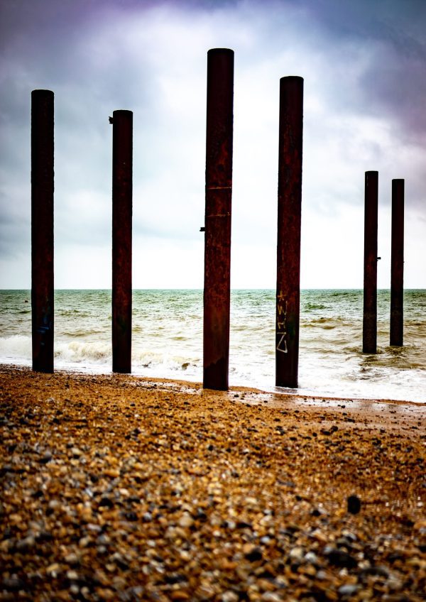 Standing waves image - Brighton west pier with stormy sky
